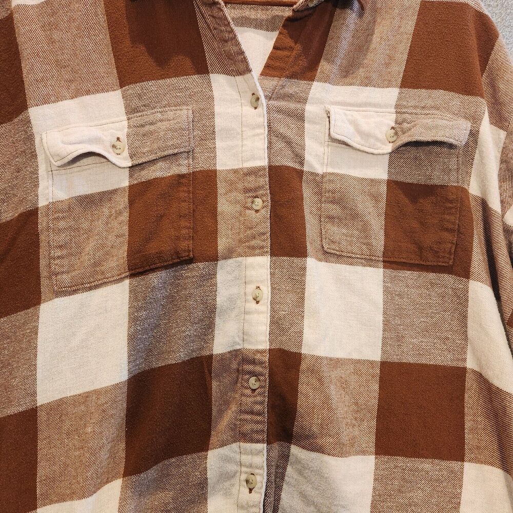 Old Navy Brown and Cream Plaid Blouse - Picture 2 of 10